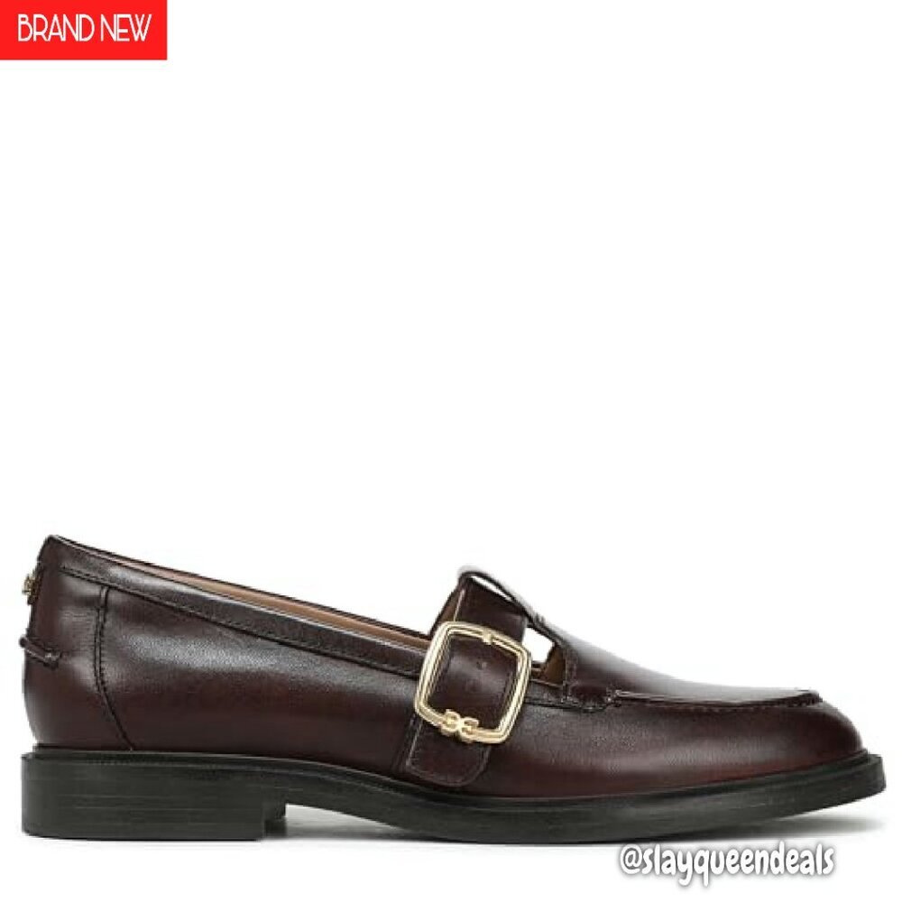 T-Strap Loafers with Oversized Buckle, Slip-On Style, 0.875 Inch Heel - Picture 7 of 7